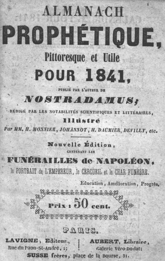 Bareste, Almanach prophtique, 1841